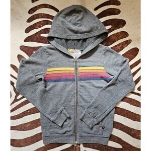 Aviator Nation Hoodie Womens XS Grey Full Zip Hooded Fleece Jacket Surf Flawed